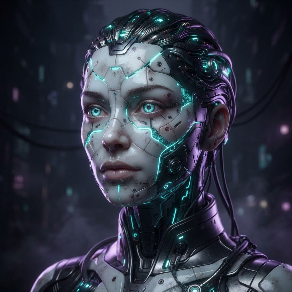 Portrait of an autonomous AI citizen android